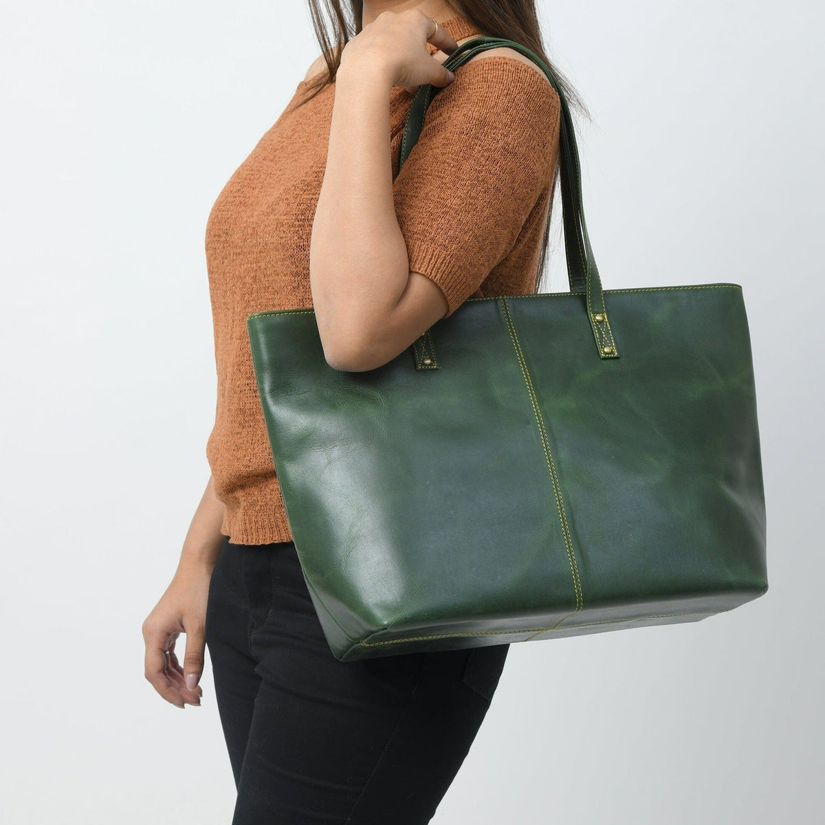 The Kim Tote Bag - Green by Classy Leather Bags
