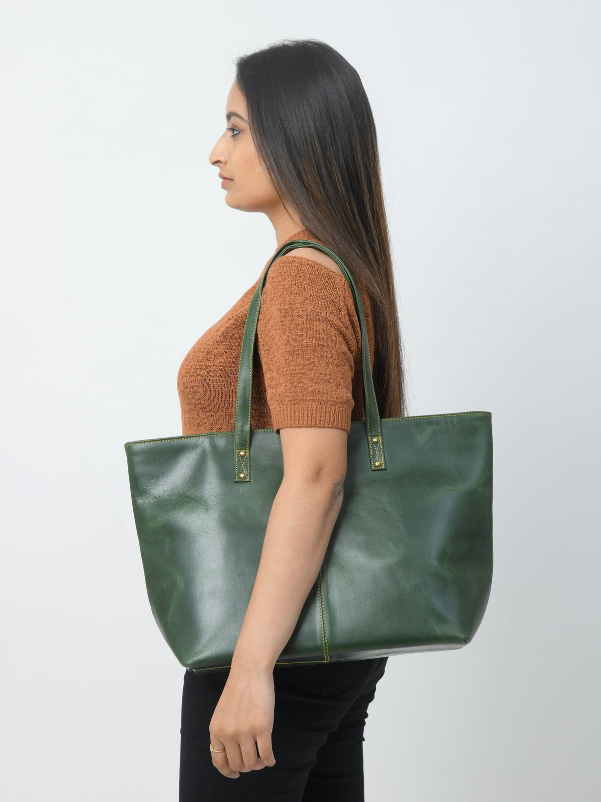 The Kim Tote Bag - Green by Classy Leather Bags