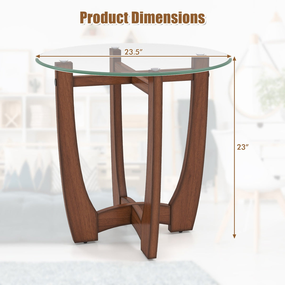 Round End Table Set of 2 with Tempered Glass Top by DirectDeals