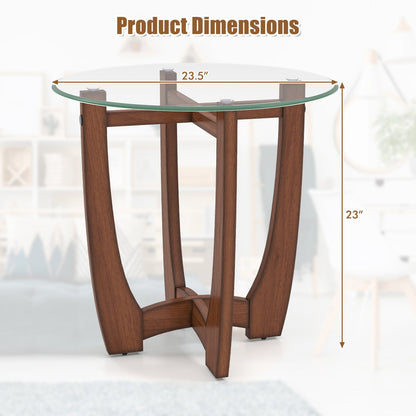 Round End Table Set of 2 with Tempered Glass Top by DirectDeals