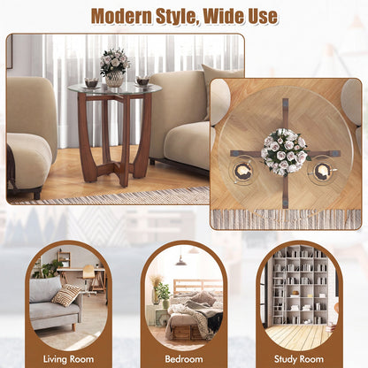 Round End Table Set of 2 with Tempered Glass Top by DirectDeals
