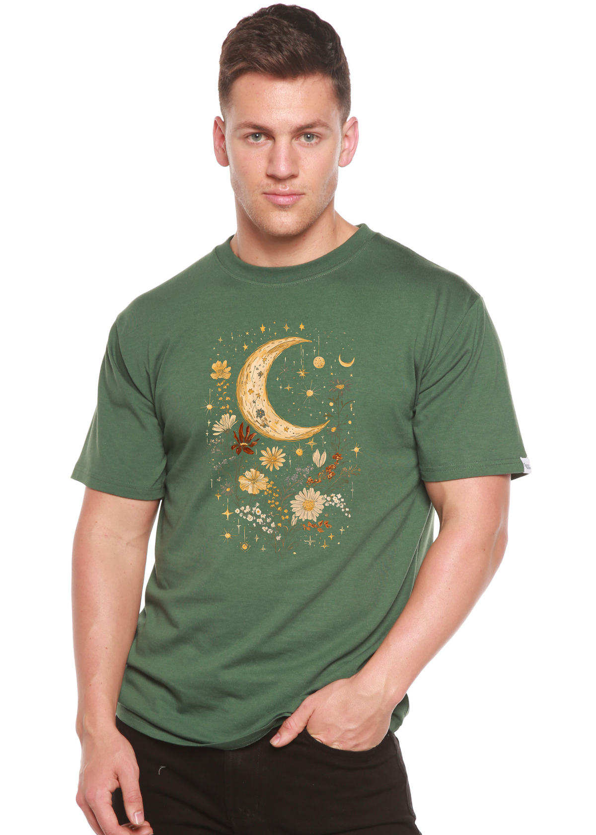 Celestial Moon Boho Flowers Vintage unisex bamboo graphic T-shirt – view 12