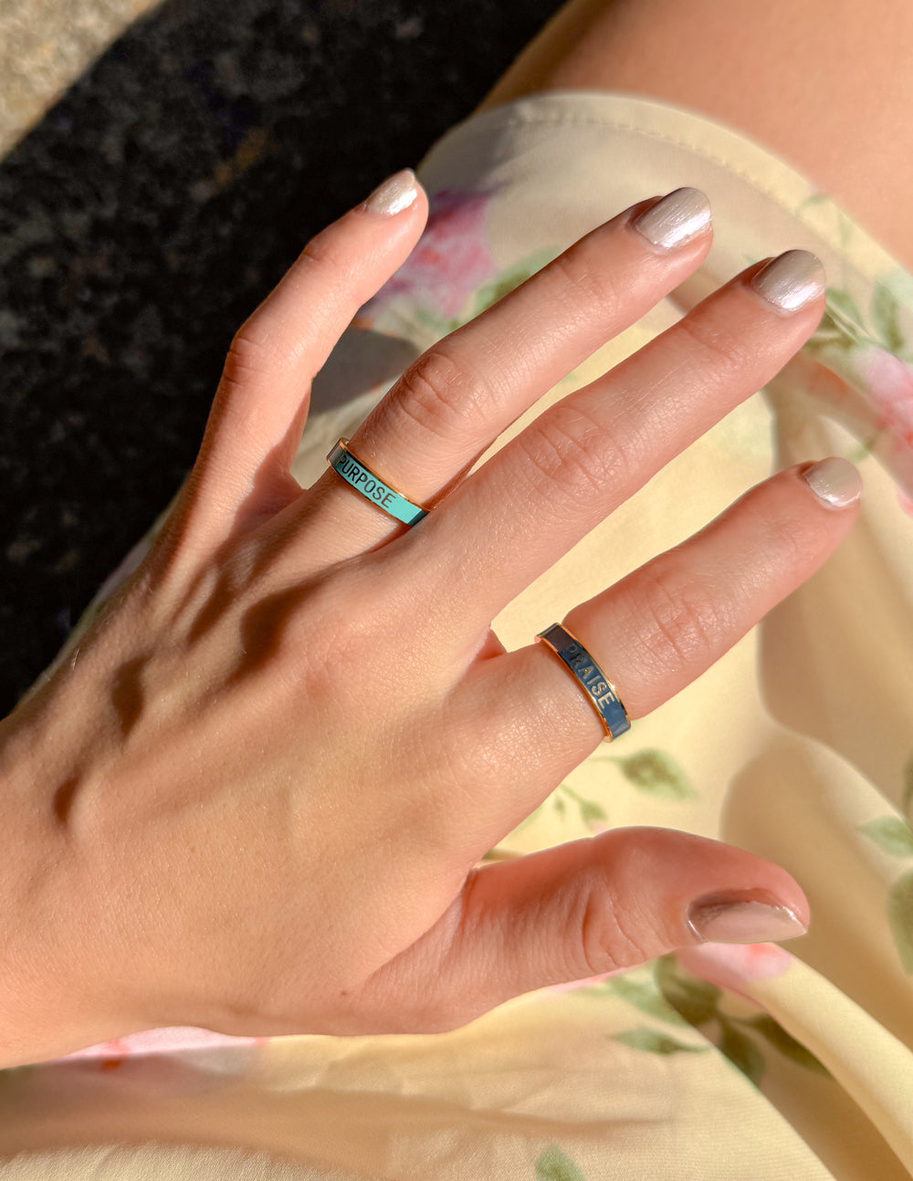 Navy Enamel Praise Ring by Elevated Faith