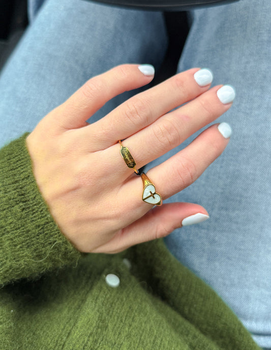 Enamel Heart Cross Ring by Elevated Faith