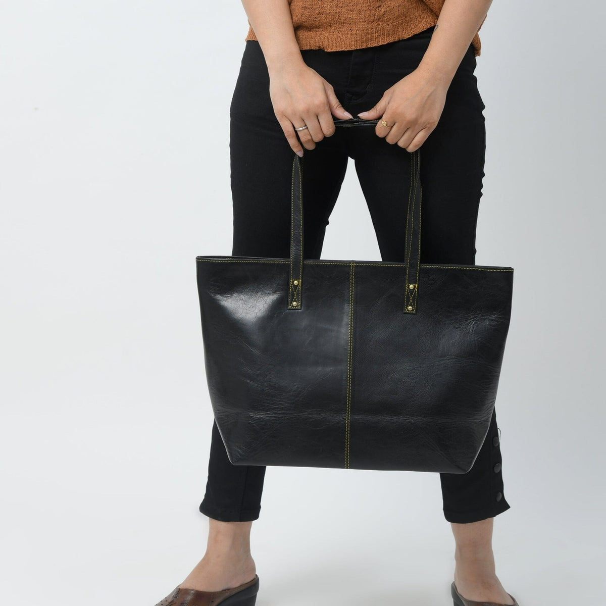 The Kim Tote Bag- Black by Classy Leather Bags