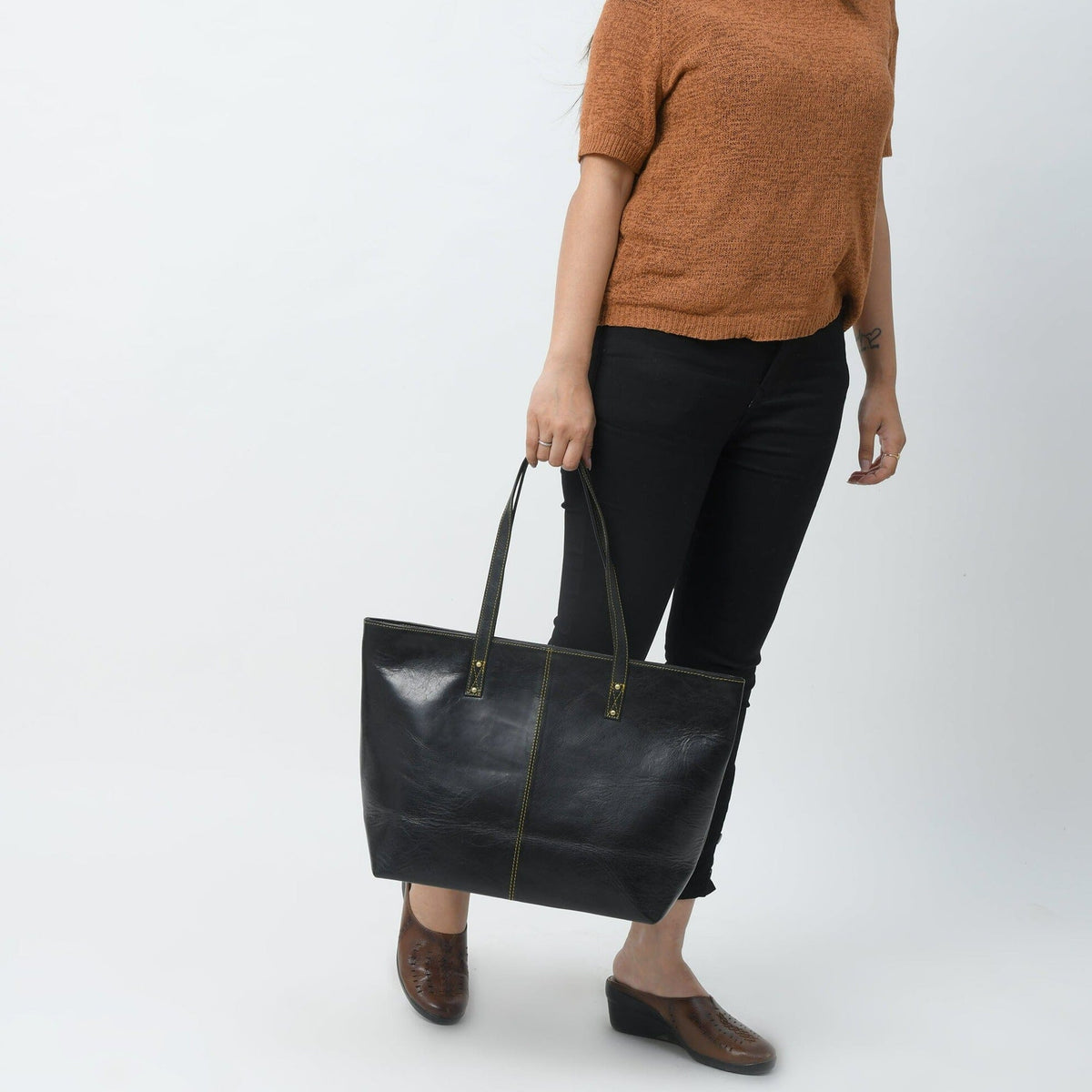 The Kim Tote Bag- Black by Classy Leather Bags