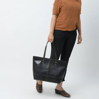 The Kim Tote Bag- Black by Classy Leather Bags