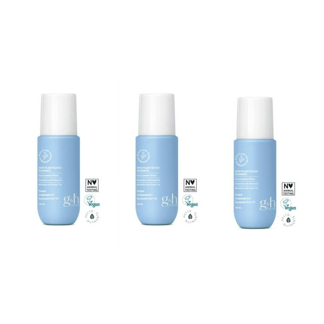Three G&H Protect+ deodorant and anti-perspirant roll-ons, 100 ml each