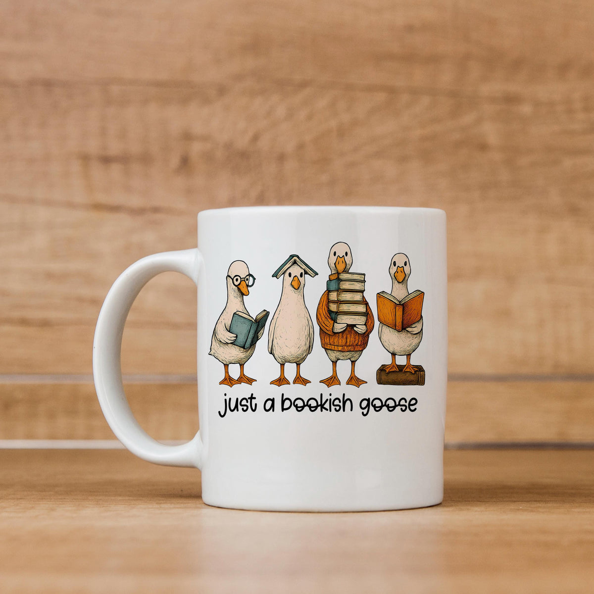 Bookish Goose Coffee Mug - Funny Book Lover Gift | Quirky Ceramic 11 oz or 15 oz by Joyful Moose