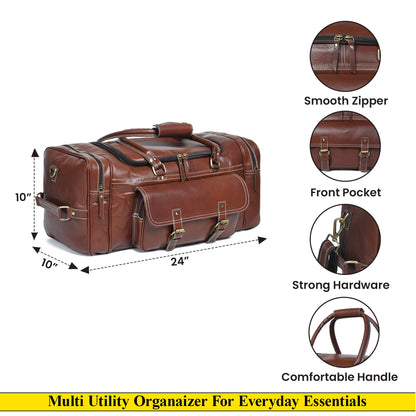 Upgraded Traveler Weekender Duffle by Classy Leather Bags