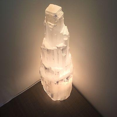 Selenite Crystal Skyscraper Lamp Prime by Teal Lily