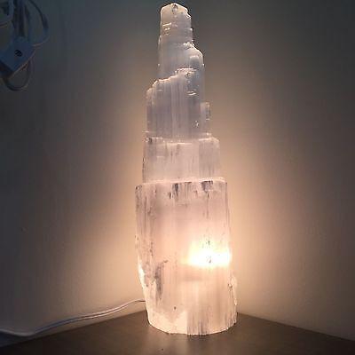 Selenite Crystal Skyscraper Lamp Prime by Teal Lily