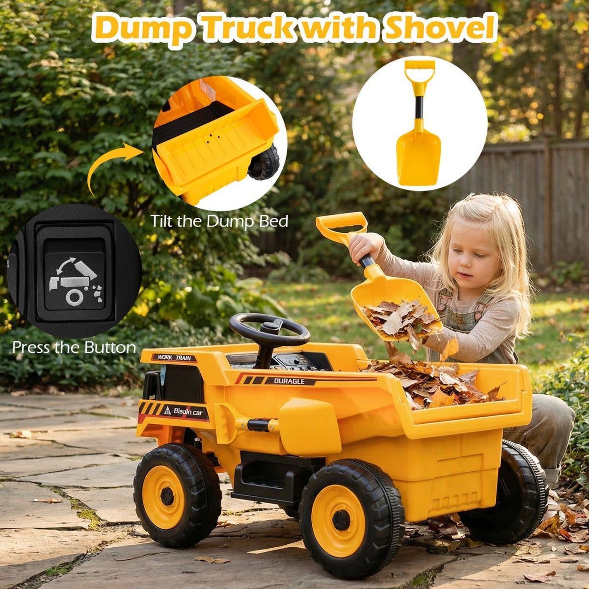 24V electric dump truck ride-on toy with remote control, GBruno Store, view 8