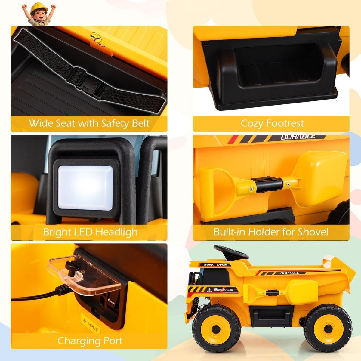 24V electric dump truck ride-on toy with remote control, GBruno Store, view 5