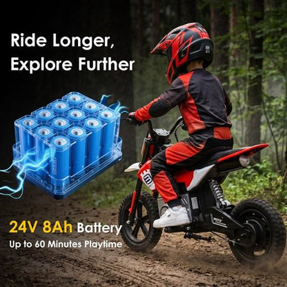 24V Electric Motocross Ride-On Motorcycle for Kids Ages 5-12Ride-On ToyTorqelo.com