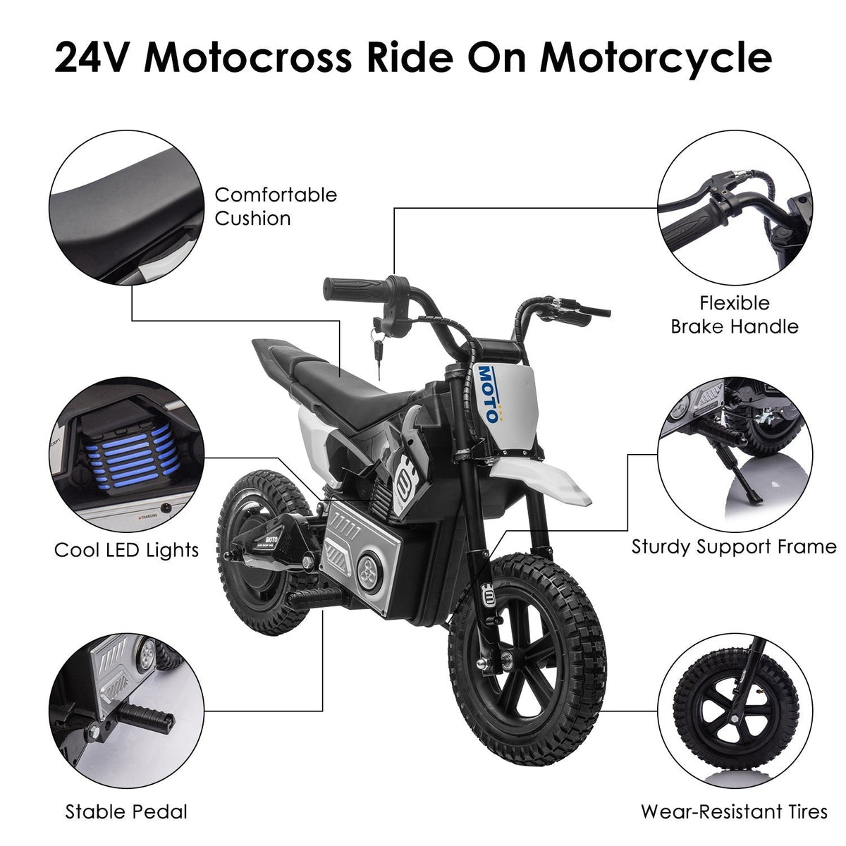 24V kids electric motocross ride-on motorcycle, GBruno Store, view 8