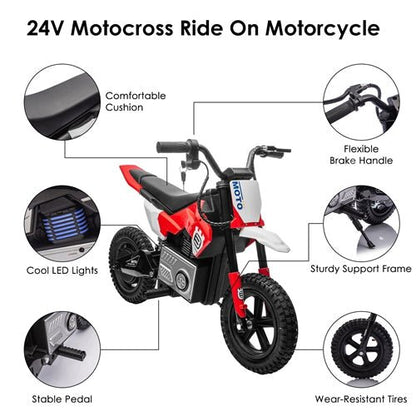 24V Electric Motocross Ride-On Motorcycle for Kids Ages 5-12Ride-On ToyTorqelo.com