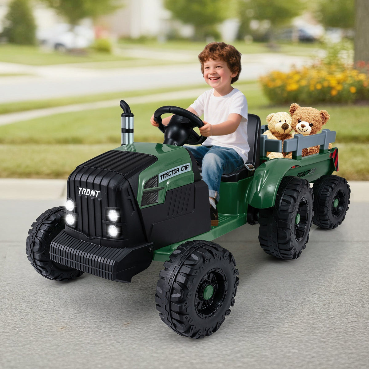 24V Ride On Tractor for Kids Electric Vehicle with Detachable Trailer and Remote ControlTorqelo.com