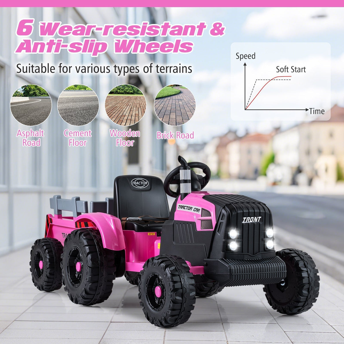 24V kids ride-on tractor with detachable trailer, GBruno Store, view 10