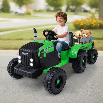 24V Ride On Tractor for Kids Electric Vehicle with Detachable Trailer and Remote ControlTorqelo.com