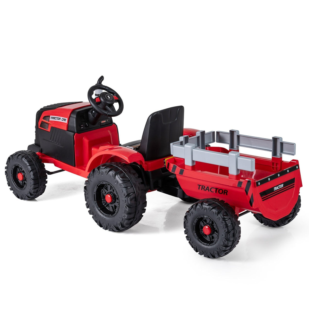 24V Ride On Tractor for Kids Electric Vehicle with Detachable Trailer and Remote ControlTorqelo.com