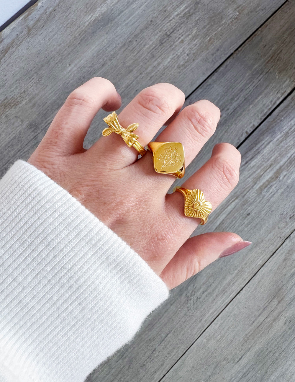 Floral Signet Ring by Elevated Faith