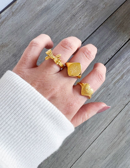 Floral Signet Ring by Elevated Faith