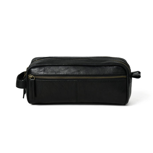 Midnight Deluxe Toiletry Bag-Twin Section by Classy Leather Bags