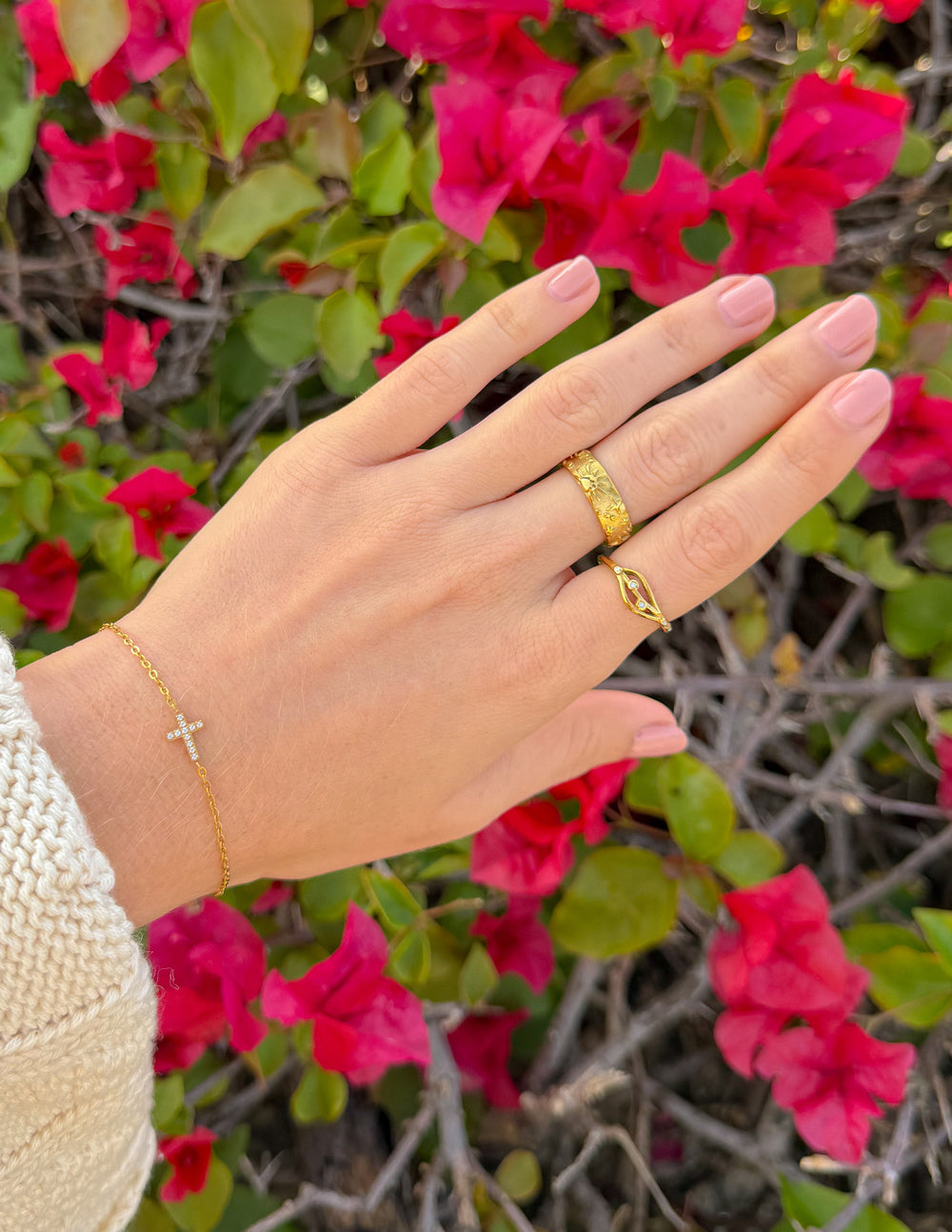 Dainty Gem Cross Link Bracelet by Elevated Faith