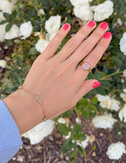 Lilac Enamel Cross Ring by Elevated Faith