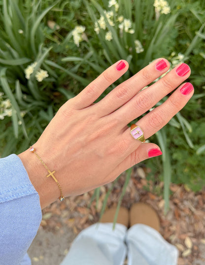 Lilac Enamel Cross Ring by Elevated Faith