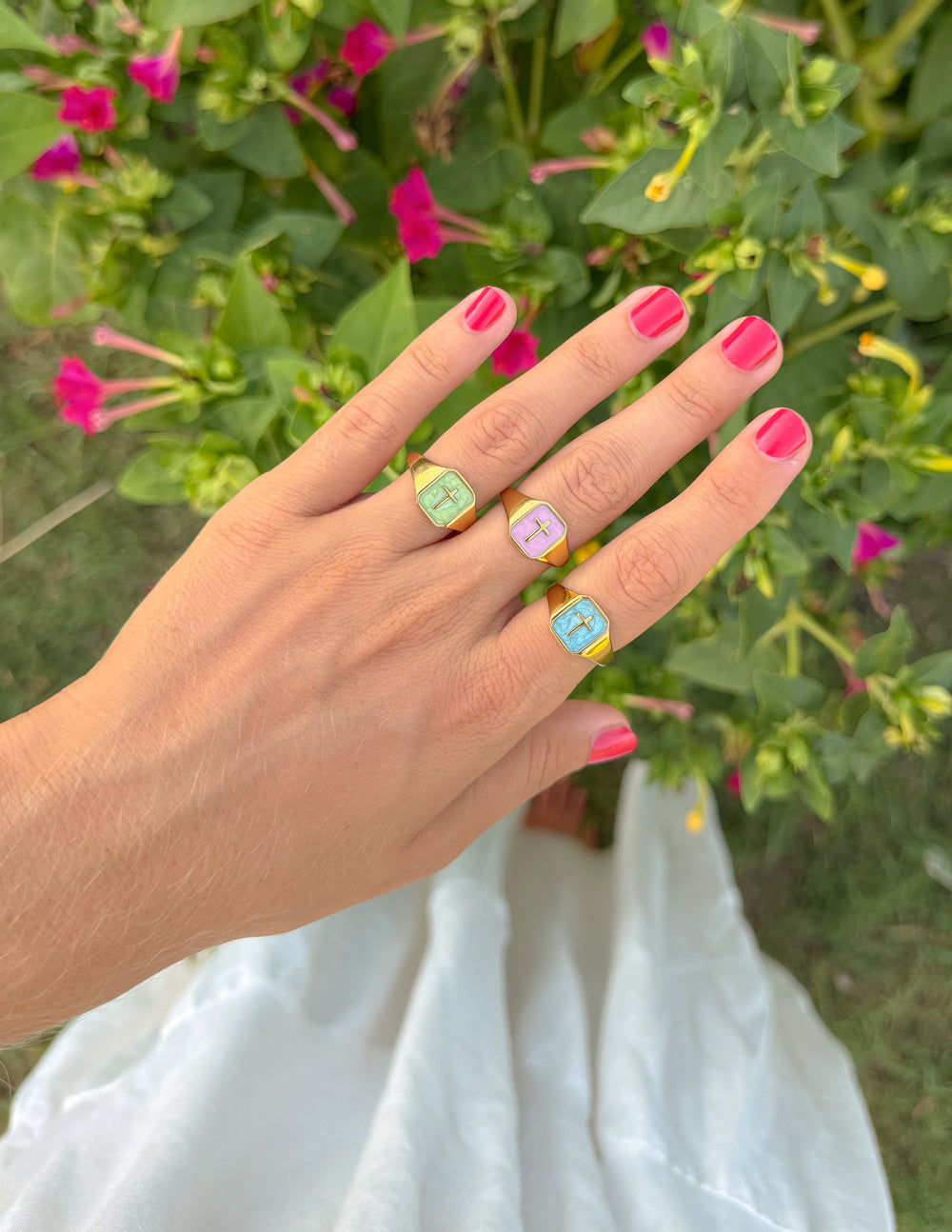 Lilac Enamel Cross Ring by Elevated Faith