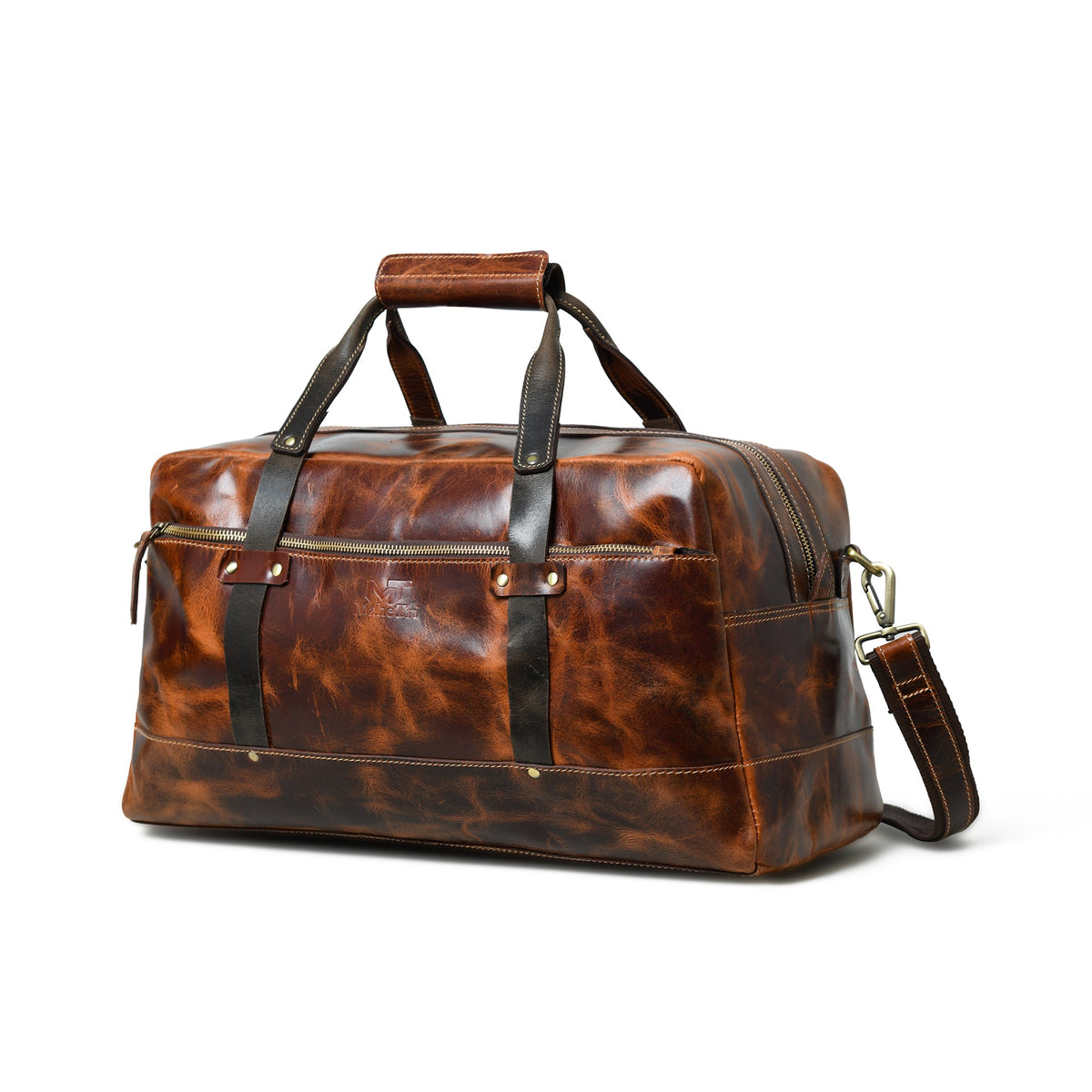 Espresso Elegance Carry on Duffle, Saddle Tan by Classy Leather Bags