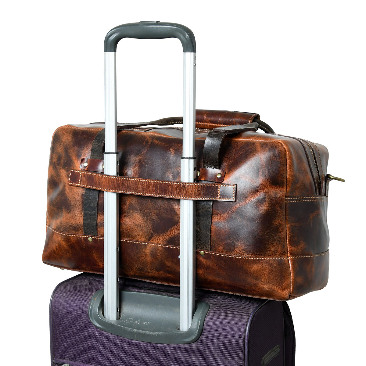 Espresso Elegance Carry on Duffle, Saddle Tan by Classy Leather Bags