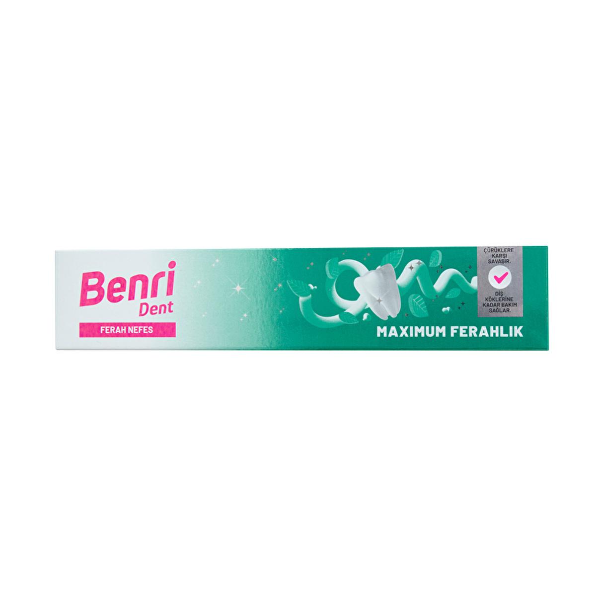 Benri Dent Ferah Nefes Toothpaste - Sodium Fluoride, Mint Flavor, Anti-Cavity, Fresh Breath - 75ml by Beauty Care Bag