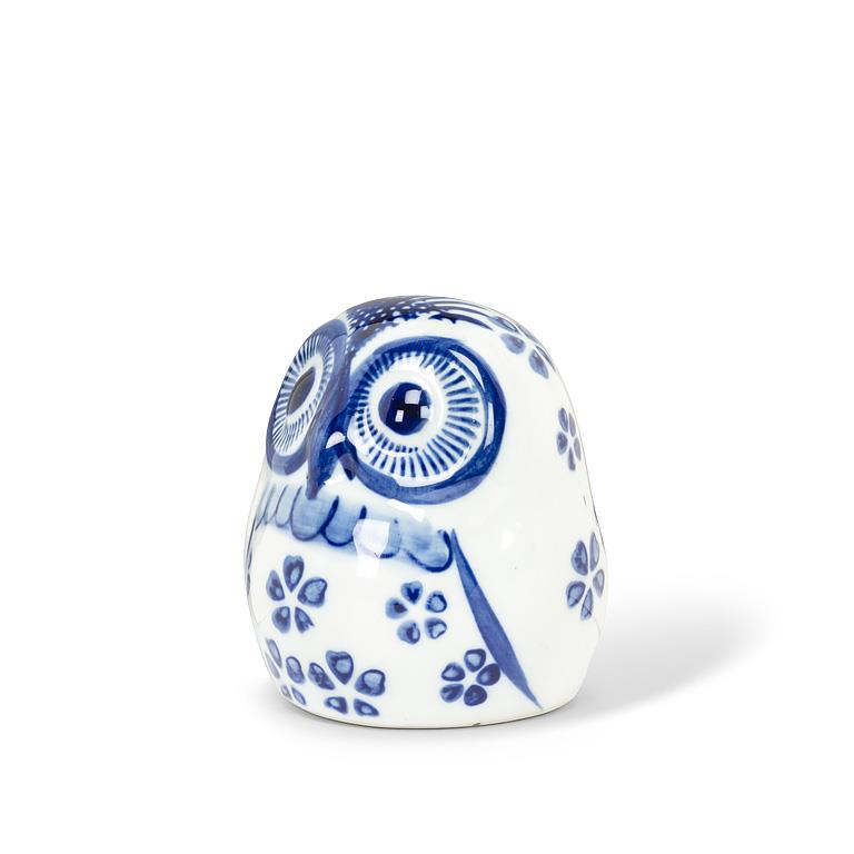 Blue & White Porcelain Owl Accent by Rust & Cinder