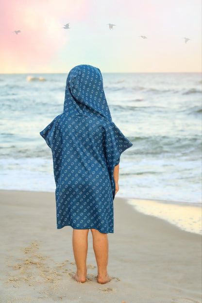 Microfiber blue fish waffle wearable towel by Keep the Littles Wild