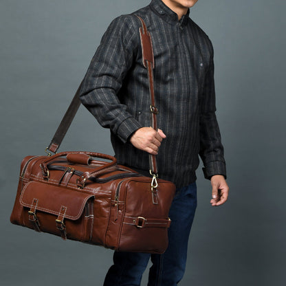 Upgraded Traveler Weekender Duffle by Classy Leather Bags