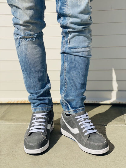 TOTO A1911 gray and white suede height increasing sneakers, view 6