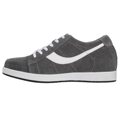 TOTO A1911 gray and white suede height increasing sneakers, view 3