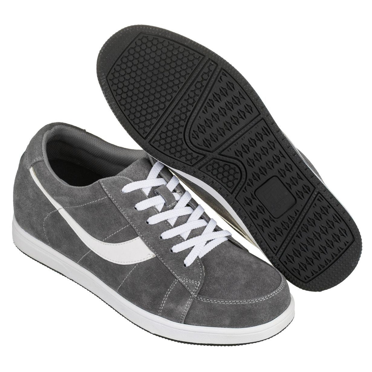 TOTO A1911 gray and white suede height increasing sneakers, view 4