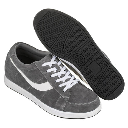 TOTO A1911 gray and white suede height increasing sneakers, view 4
