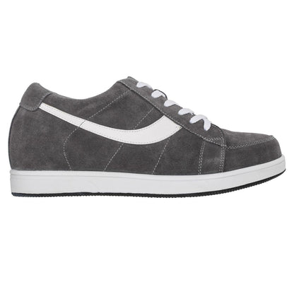 TOTO A1911 gray and white suede height increasing sneakers, view 2