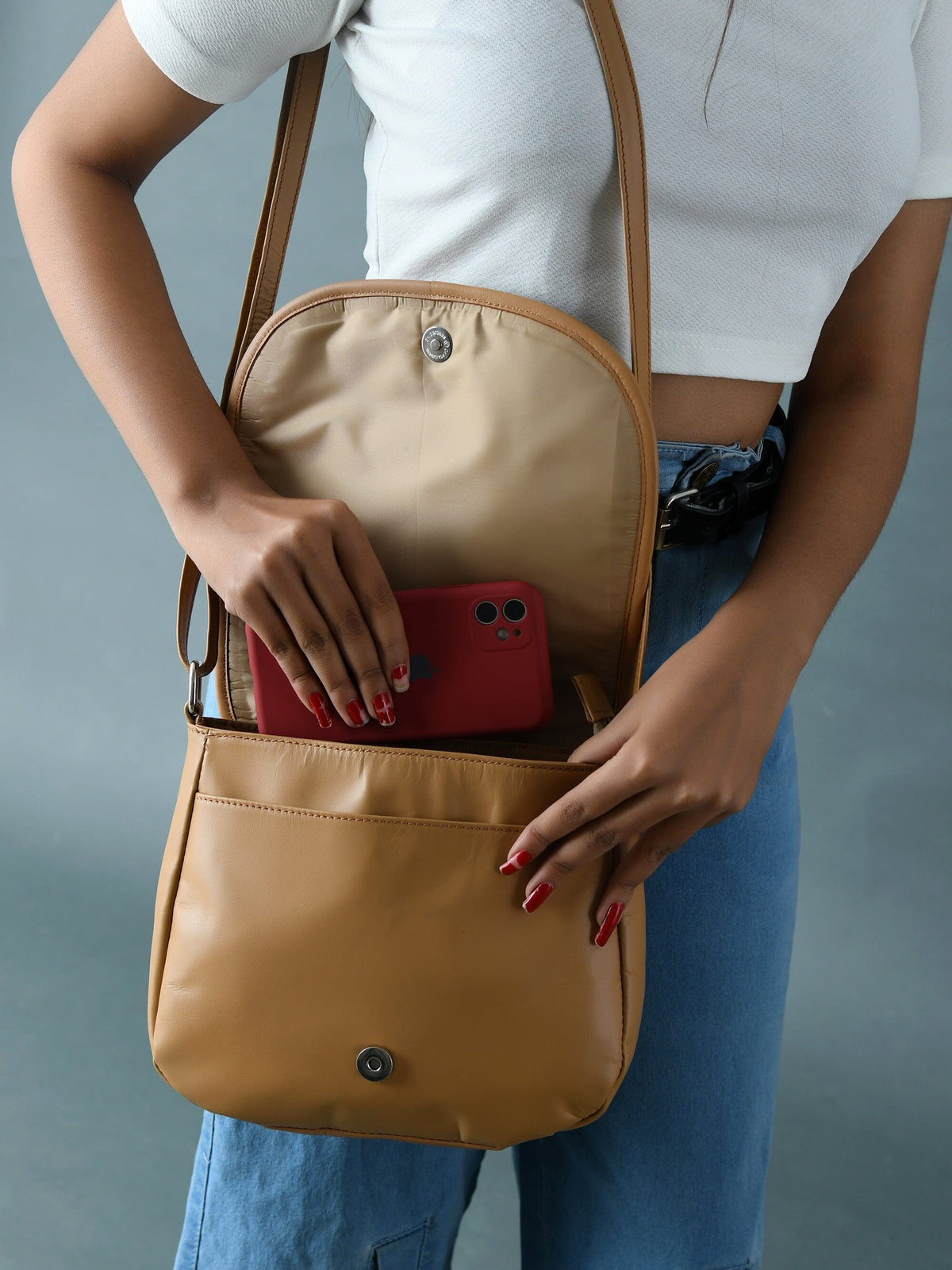 The Croco Satchel- Beige by Classy Leather Bags
