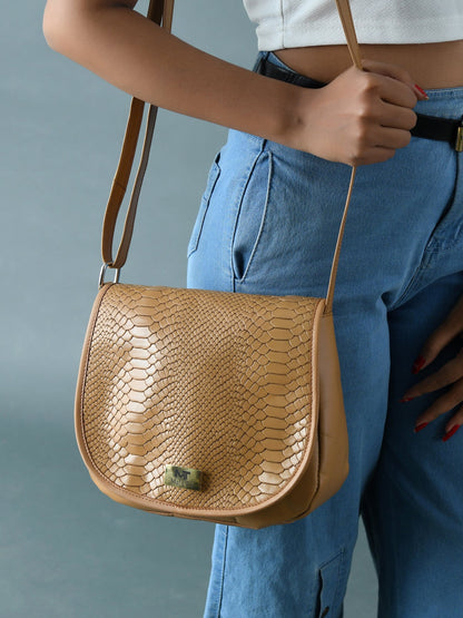 The Croco Satchel- Beige by Classy Leather Bags