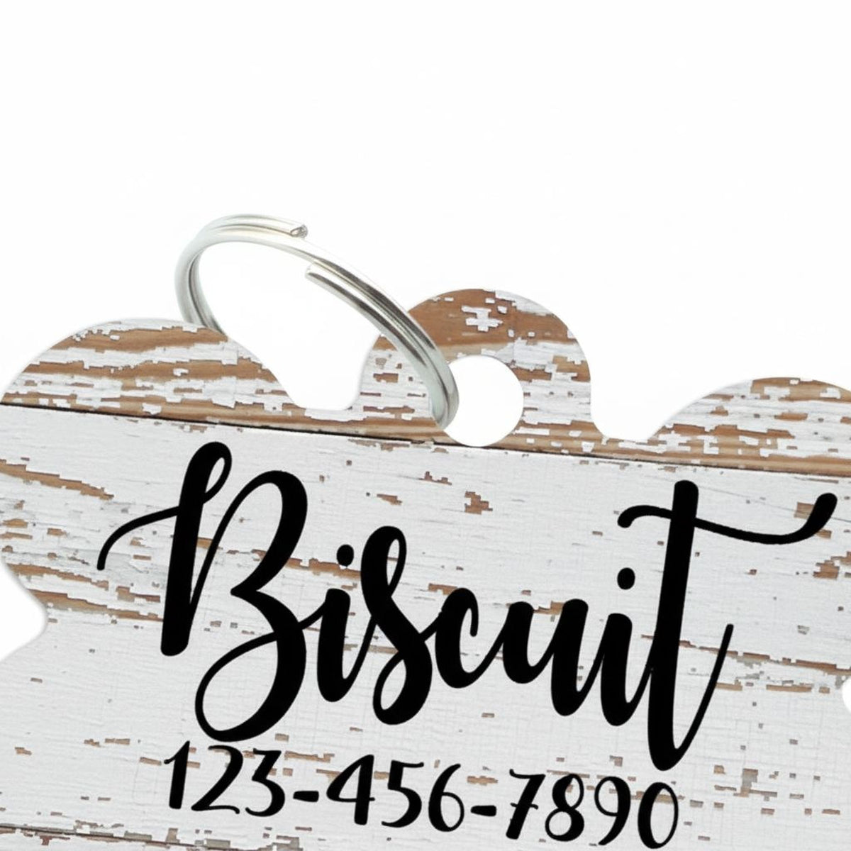 Pet ID Tag, Weathered Wood Pattern Custom Dog Name Tag, personalized dog tag, wood texture pet id tag, woodgrain dog name tag by Joyful Moose