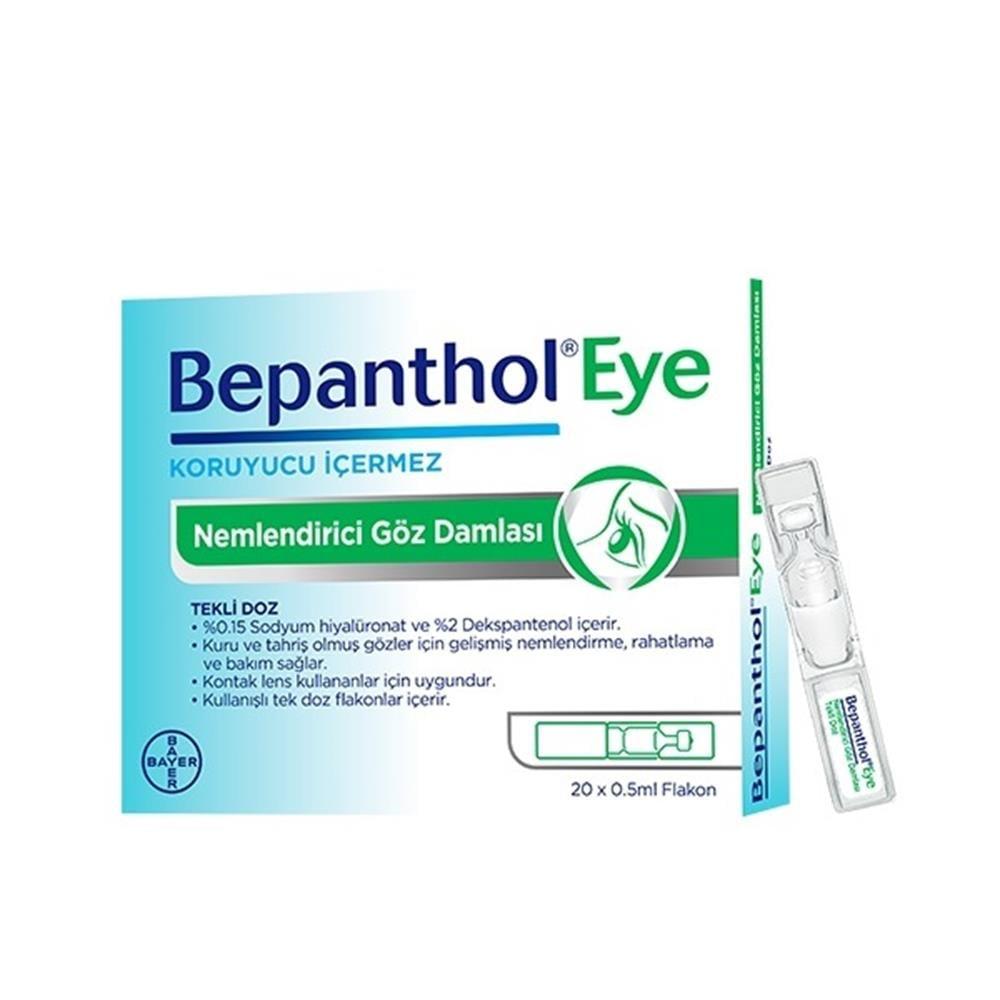 Bepanthol Moisturizing Eye Drops - Dry Eye Relief with Dexpanthenol & Sodium Hyaluronate - 20 x 0.5ml Single-Dose Vials by Beauty Care Bag