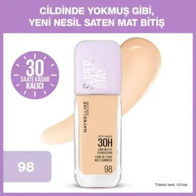 Maybelline New York Lumi Mat Fondšten - 098, Matte Foundation for Natural Finish, Lightweight & Long-Lasting by Beauty Care Bag
