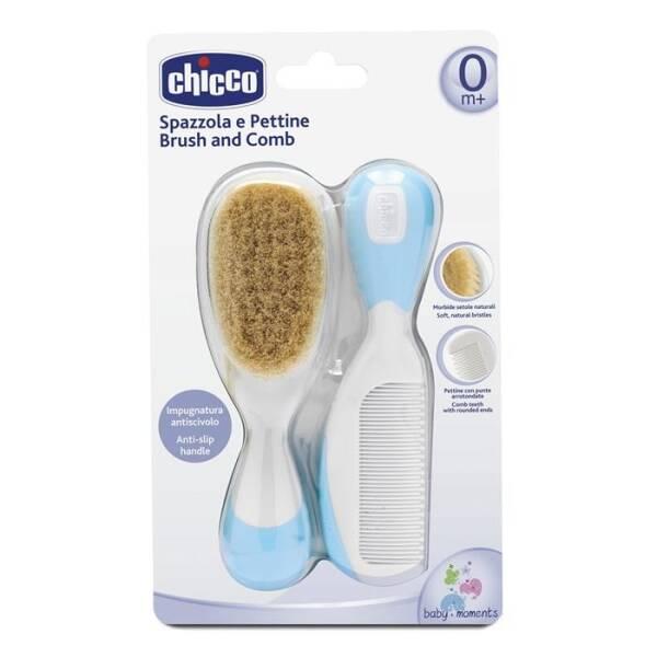 Chicco Baby Hair Brush and Comb Set - Gentle Hair Care for Newborns and Infants by Beauty Care Bag