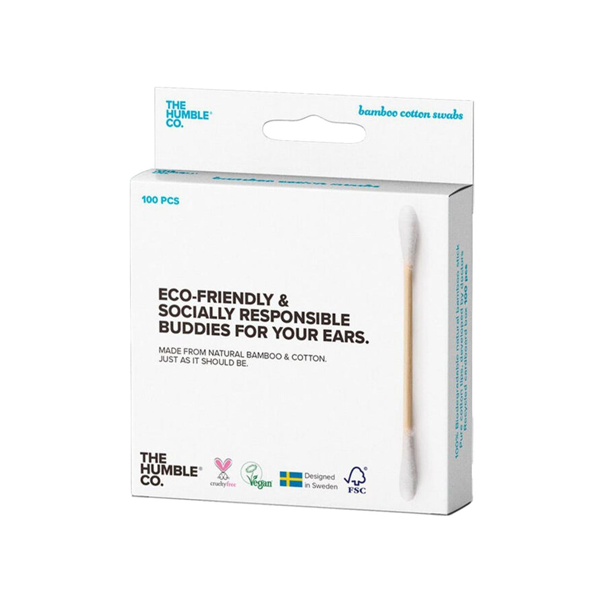 The Humble Co eco-friendly cotton swabs, 100 count pack